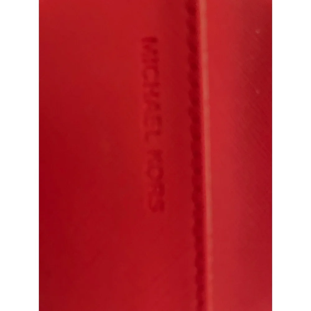 Michael Kors Red Floral Saffiano Leather Wristlet Wallet‎ Gold Hardware Snap#651